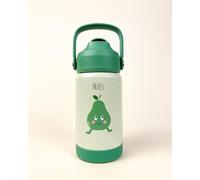 Les Petits Citrons - Gourde Isotherme Inox personnalisée - Pour bébé et enfant - Pour école maternelle et balade - 355 ml - Design Fruits - Jaune/Vert/Orange/Bleu/Rose - Sans fuite (Vert)