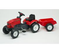 Les Petits Jardiniers Tracteur À Pédales Supercharger Rouge Avec Capot Ouvrant Et Remorque