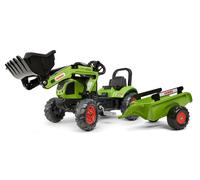 Falk Toys Les Petits Jardiniers Tractopelle à pédales Claas avec remorque – Vert dès 2 ans