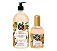 Les Petits Plaisirs - Eau de toilette 110ml + Gel douche 1L Fleur d’Oranger - Parfum femme floral & gel douche parfumé famille - Senteur douce et ensoleillée