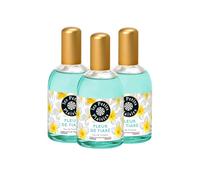Les Petits Plaisirs - Lot de 3 - Eau de toilette Fleur de tiaré. Eau de toilette femme, Florale & Solaire. Coffret cadeau. Made in France. 110ml