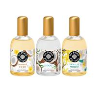 Les Petits Plaisirs - Lot de 3 - Eau de toilette Monoï Coco, Coco, Vanille Monoï. Eau de toilette femme, Solaires & sensuelles,. Coffret cadeau. Made in France. 110ml