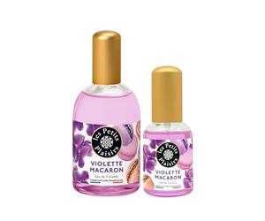 Les Petits Plaisirs - Lot Eau de Toilette Violette Macaron 110ml + 30ml, Fleuri et gourmand, Eau de toilette femme,coffret cadeau sucré et réconfortant, Made in France, 110ml, 30ml
