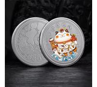 Les pièces de Monnaie Chinoises en Forme de Chat Porte-Bonheur apportent Richesse et trésor. Pièces de Collection en métal doré Peint. Souvenir