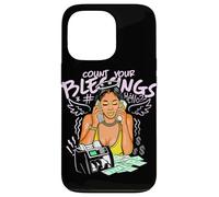 Les Piles d'argent de Girl Boss Count Your Blessings Coque pour iPhone 13 Pro