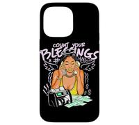 Les Piles d'argent de Girl Boss Count Your Blessings Coque pour iPhone 14 Pro Max