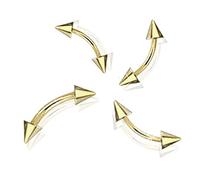 Les Plaisirs de Stella Piercing Barbell Courbé Multi Usage en Acier Chirurgical 316L Doré - Tige 8 x 1,2 mm - Pointe 3 mm
