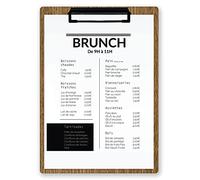LES PLANCHES DU CHEF - Porte-Menu à Clip - Planche pour Carte A4 pour Hôtel et Restaurant - Bois Véritable - Fabrication Française - Chêne foncé - Clip noir