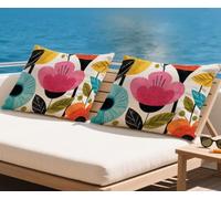 Les plantes Coussin Exterieur Impermeable Housse Coussin 50x60 cm Lot de 2 Fleur Coussins Couvre automne Décoratives Taie Oreiller Velour Motif Pour Taie d'oreiller pour Salon Canapé Jardin qq-509
