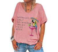 Les plis génériques ne vont que là où une chemise à col en V sourire est respirante., Rose, XXL