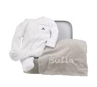 Les Plus Beau Cadeau de Naissance. Cadeaux originaux pour les nouveau-nés | Couverture Grise et Pyjama | 3-6 mois (Blanc) | BebeDeParis