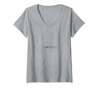Les Points Font la différence : Message inspirant coloré T-Shirt avec Col en V, Femme, Gris Chiné, XL