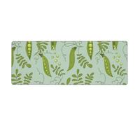 Les Pois Verts laissent des Feuilles Bleues,Grand Tapis de Souris pour Bureau, Clavier d'ordinateur, avec Base en Caoutchouc antidérapante, 30 x 80 cm