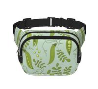 Les Pois Verts laissent des Feuilles Bleues,Sac Banane carré Double Couche, Sac de Poitrine