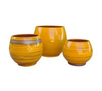 LES POTERIES D'ALBI-Pot Bahia Ibiza Sunshine en terre cuite émaillée H 31 x diamètre 25 cm