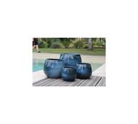 LES POTERIES D'ALBI-Pot Cancale de 2,1 L en terre émaillée bleu diamètre 14 x 14 cm