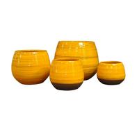 LES POTERIES D'ALBI-Pot Cancale Ibiza Sunshine en terre cuite émaillée H 17 x diamètre 17 cm