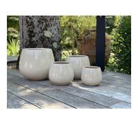 LES POTERIES D'ALBI-Pot coloris beige en terre émaillée Cancale - diamètre 21 cm