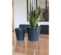 LES POTERIES D'ALBI-Pot coloris bleu en terre émaillée Odyssée - diamètre 23 cm