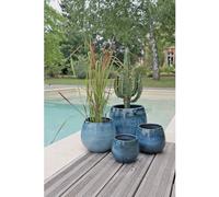 LES POTERIES D'ALBI-Pot coloris blue wave en terre émaillée Les Poteries d'Albi Cancale - diamètre 25 x H 27 cm