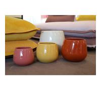 LES POTERIES D'ALBI-Pot coloris rose en terre émaillée Cancale - diamètre 14 cm