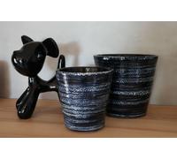 LES POTERIES D'ALBI-Pot en terre cuite émaillée bleu Nuit étoilée Les Poteries d’Albi Odyssée - diamètre 23 x H 21 cm