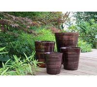 LES POTERIES D'ALBI-Pot en terre cuite émaillée marron Châtaigne Les Poteries d’Albi Sydney - diamètre 25 x H 29 cm