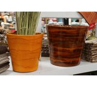 LES POTERIES D'ALBI-Pot en terre cuite émaillée orange Savane Les Poteries d’Albi Odyssée - diamètre 23 x H 21 cm