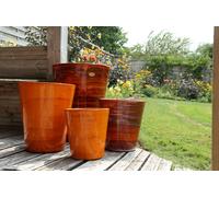LES POTERIES D'ALBI-Pot en terre cuite émaillée orange Savane Les Poteries d’Albi Sydney - diamètre 45 x H 61 cm