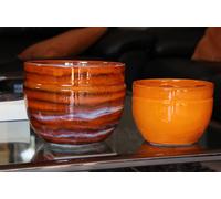 LES POTERIES D'ALBI-Pot en terre cuite émaillée orange Savane Les Poteries d'Albi Austral - diamètre 16 x H 13 cm