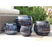 LES POTERIES D'ALBI-Pot en terre émaillée bleu Nuit étoilée Les Poteries d'Albi Cancale - diamètre 25 x H 27 cm