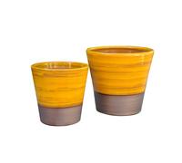 LES POTERIES D'ALBI-Pot en terre émaillée jaune Ibiza Sunshine Les poteries d’Albi Odyssée - diamètre 23 x H 21 cm