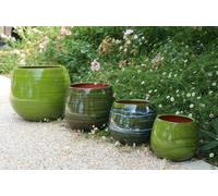 LES POTERIES D'ALBI-Pot en terre émaillée vert Forêt Les Poteries d'Albi Cancale - diamètre 25 x H 27 cm