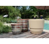 LES POTERIES D'ALBI-Vase en terre cuite émaillée crème Noisette Les Poteries d’Albi Rebord - diamètre 30 x H 27 cm