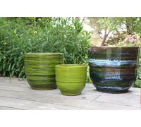 LES POTERIES D'ALBI-Vase en terre cuite émaillée vert Forêt Les Poteries d’Albi Rebord - diamètre 30 x H 27 cm