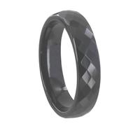 LES POULETTES BIJOUX - Bague Anneau Large d'Hématite Facettée - 6mm Taille 66