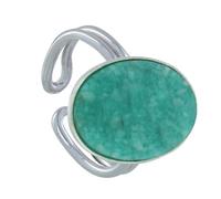 LES POULETTES BIJOUX - Bague Argent 925 Ovale d'Amazonite - taille 58