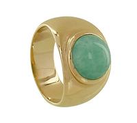 LES POULETTES BIJOUX - Bague Plaqué Or Large Demi Perle d'Amazonite - taille 58