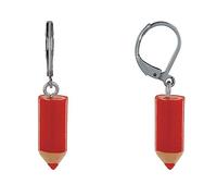 LES POULETTES BIJOUX - Boucles d'Oreilles Acier Inoxydable Dormeuse Petit Crayon - Rouge