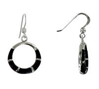 LES POULETTES BIJOUX - Boucles d'Oreilles Argent 925 Anneau et Résine - Classics - Noir