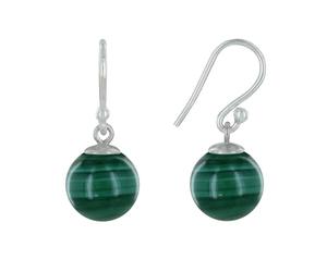 LES POULETTES BIJOUX Boucles d'Oreilles Argent 925 Billes de Malachite