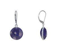 LES POULETTES BIJOUX - Boucles d'Oreilles Argent 925 Disque de Lapis Lazuli Facettée