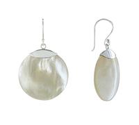 LES POULETTES BIJOUX - Boucles d'Oreilles Argent 925 Disque Nacre - Classics - Blanc