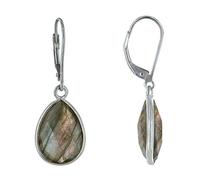 LES POULETTES BIJOUX - Boucles d'Oreilles Argent 925 Goutte de Labradorite Facettée