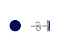 LES POULETTES BIJOUX - Boucles d'Oreilles Argent 925 Rond Dentelé de Lapis Lazuli