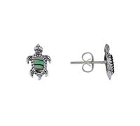 LES POULETTES BIJOUX - Boucles d'Oreilles Argent 925 Tortue des Galapagos et Nacre Abalone