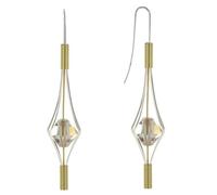 Les Poulettes Bijoux - Boucles d'Oreilles Argent et Plaqué Or Lanterne et Swarovski - Grand Modèle - Beige