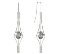 Les Poulettes Bijoux - Boucles d'Oreilles Argent Lanterne et Swarovski - Grand Modèle - Gris