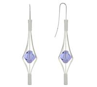 Les Poulettes Bijoux - Boucles d'Oreilles Argent Lanterne et Swarovski - Grand Modèle - Violet clair
