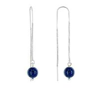 LES POULETTES BIJOUX - Boucles d'Oreilles Chainette Argent 925 et Perles de Lapis Lazuli